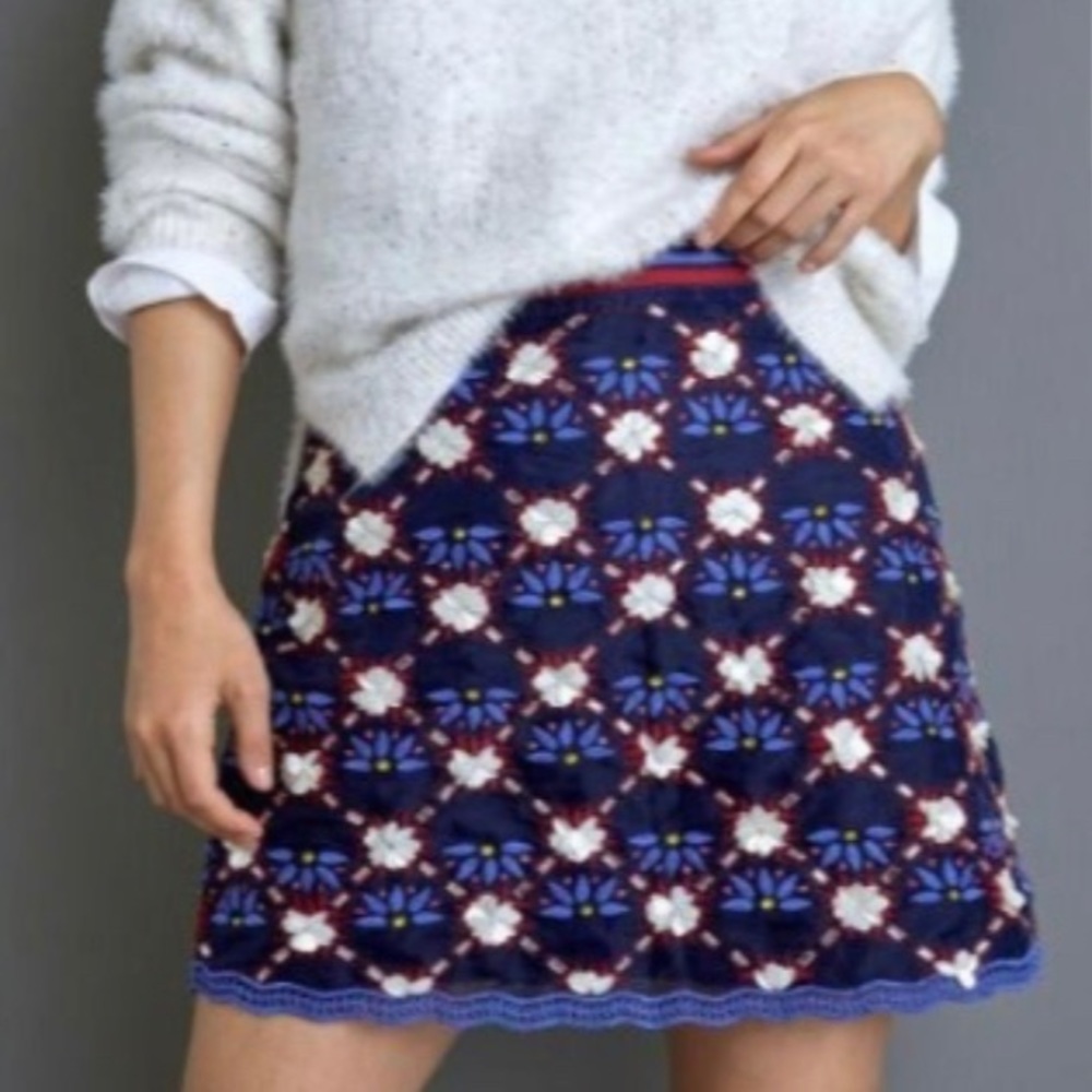 ANTHROPOLOGIE MAEVE MAYFAIR BEADED MINI SKIRT